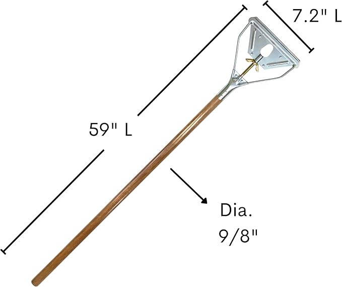 59" Mop Stick Quick Change Commercial Grade Mop Handle Pack of 2 Industrial Strength Wooden Handle Wet Mops for Floor Cleaning Heavy Duty (Mop Heads Not Included)