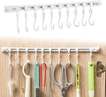 Multifunctional Slide Rail Hook,Kitchen Utensil Hanging Rack Wall Mounted Hanger,Space Saving Utensil Holder with 10 Hooks ,Sliding Track Hook No Drilling Hanger for Home Office (Length 30cm/1pcs)