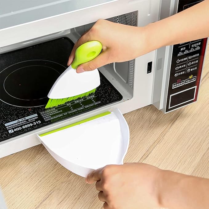 Small Hand Dust Pan and Brush - Small Broom and Dustpan Set, Mini Broom and Dustpan, Compact Dustpans and Brush for Home Cleaning, Sofa, Desk, Guinea Pig Cage, Cat Litter, etc. (Green 2 Set)