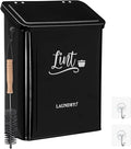 CINPIUK Magnetic Lint Bin for Laundry Room with Brush & Hook - Large Laundry Organizer and Storage, Wall Mounted Trash Can with Lid, Space-Saving Dryer Lint Holder Laundry Room Decor, Black