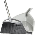 Soft Bristle Broom and Dustpan Combo Set, Long Handle Indoor Broom with Dustpan Set for Kitchen Hardwood Room Office and All Household Floor Cleaning (Gray)