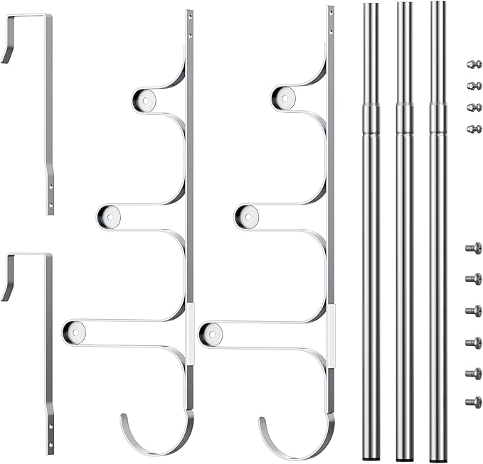 CANYAVE Over The Door Towel Rack, Over Door Towel Rack for Bathroom Door, Triple Towel Storage Holder with Hooks (Silver)