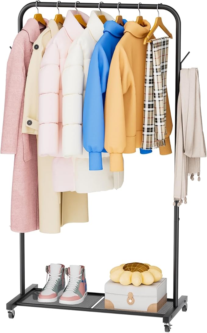 SINGAYE Clothes Rack Garment Coat ：Drying Clothing Racks Metal Freestanding for Hanging Clothes Portable Closet for Laundry Bedroom Black