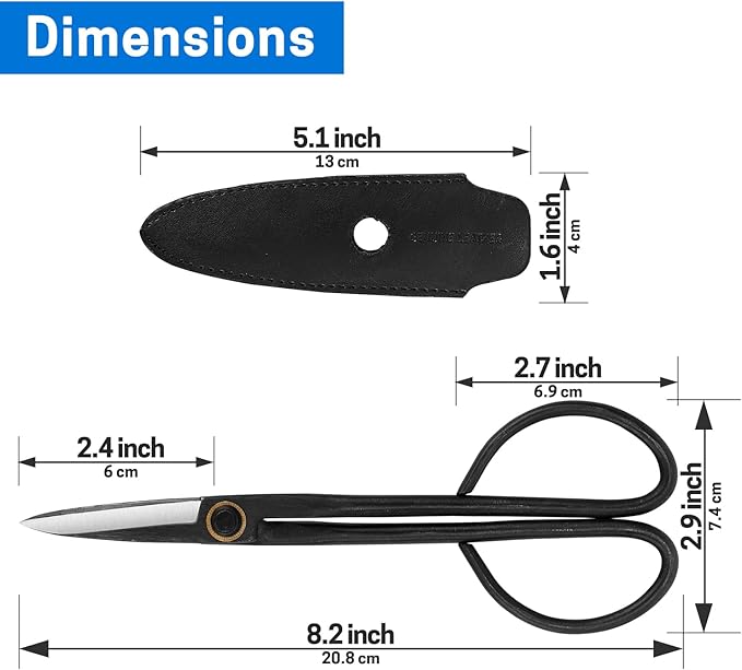 VISEMAN Japanese Bonsai Shears-Long Handle Gardening Scissors for Bonsai Trimming, Bonsai Scissors