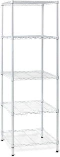 Honey-Can-Do 5-Tier Heavy-Duty Adjustable Shelves, Metal Storage Rack with 250-lb Shelf Capacity, White, 18" W x 24" L x 72" H