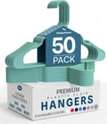 Utopia Home Plastic Hangers 50 Pack, Space Saving Plastic Clothes Hangers for Adults with Built-in Strap Hooks, Essential for Shirts, Pants, Skirts & Coats (Aqua)
