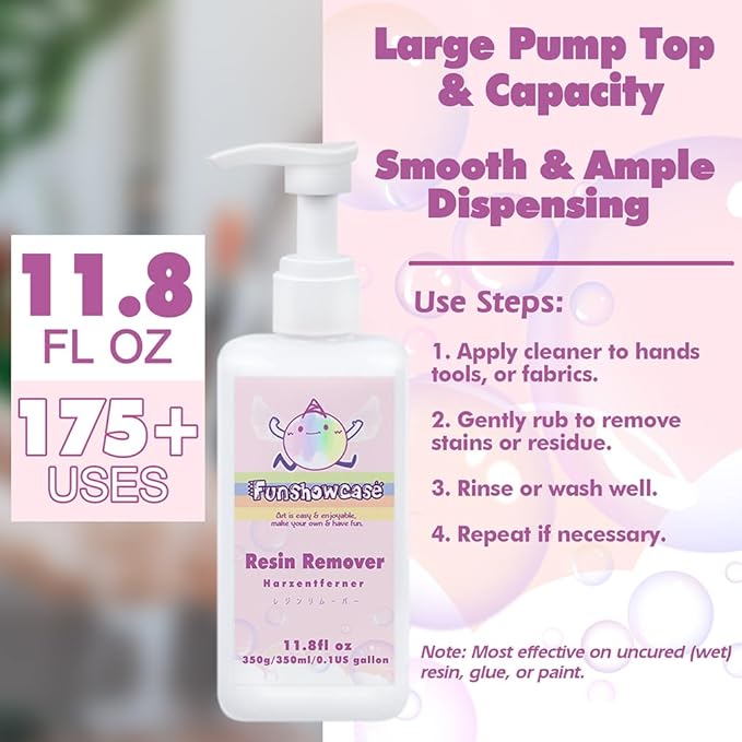 FUNSHOWCASE Epoxy Resin Remover 12oz Supplies Cleaner and Hand Soap