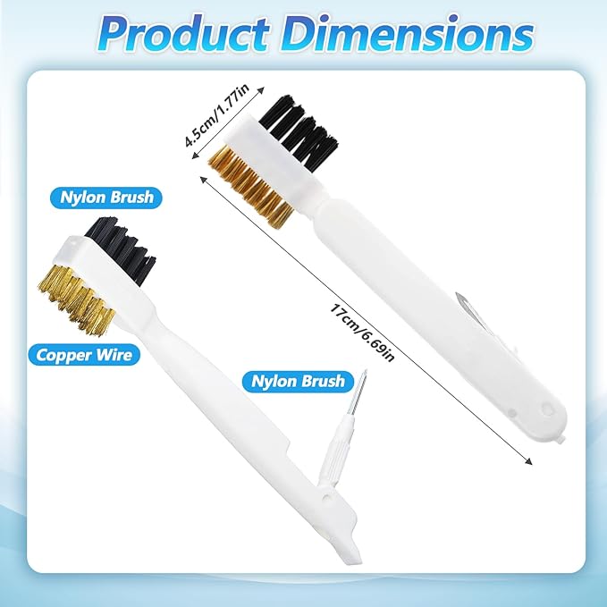 2PCS Range Top Brush Cleaner, Deep Gas Stove Brass Wire Brushes, Multi-purpose Kitchen Cleaning Scrub Brush, 4-in-1 Scrub Brush with Nylon Bristles Cooktop Scraper