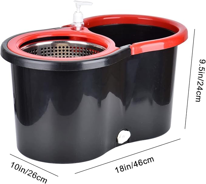 Mop and Bucket Set, 360° Spin Mop and Bucket with Wringer Set and 6 Microfiber Mop Refills, Stainless Steel 61" Extended Handle Spinning Mop Bucket System for Floor Cleaning (2 Sets)