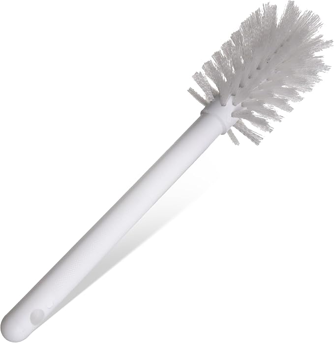 SPARTA Large Water Bottle Brush Ideal for Wide-Mouth Jars, Bottles and Tumblers, Dishwashing Tool with Handle for Home and Commercial Kitchens, Plastic, 12 Inches, White, (Pack of 6)