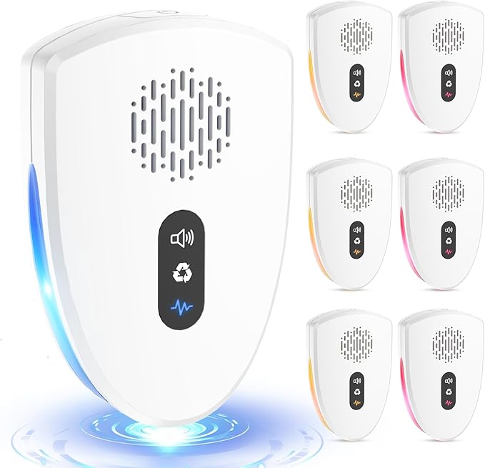 2025 Upgraded Ultrasonic Pest Control Repeller, Mouse Repellent Indoor for Spider Bug Roach Ant Mosquito Rat Mice Insect Deterrent, Mouse Rodent Repellent Ultrasonic Plug in, 3 Mode Switching, 6 Pack