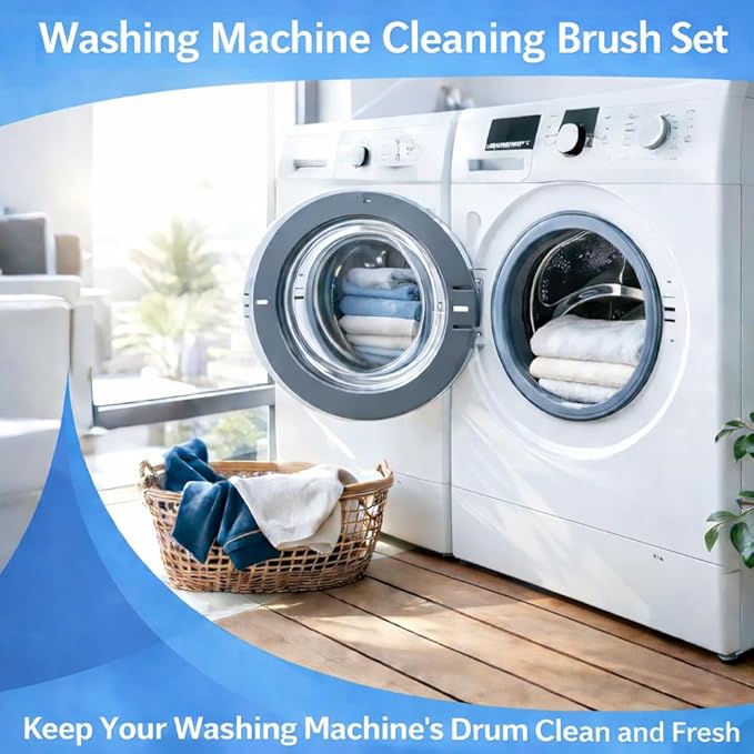 Washing Dryer Machine Rubber Seal Cleaning Brush Kits, Front Load Washer Cleaner Tools-1 PC Drum Slot Clean Brush & 5 PCS Crevice Cleaning Brushes for Bathroom, Shower & Kitchen Sink Household