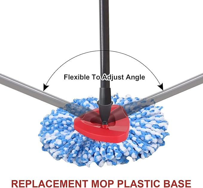Spin Mop Head for Vileda/Cedar EasyWring Microfibre Spin Mop 2 Tank System - Rotating Triangle Mop Heads Refill Plastic Base Cover Replacement Accessories