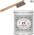 Cape Cod Metal Polish Tin and Horsehair Detail Brush Bundle for Fine Metals | (12) 4X6 Polishing Cloths | (1) 12x12 Buffing Cloth | (1) Pair of Nitrile Gloves | (1) Horsehair Detail Brush