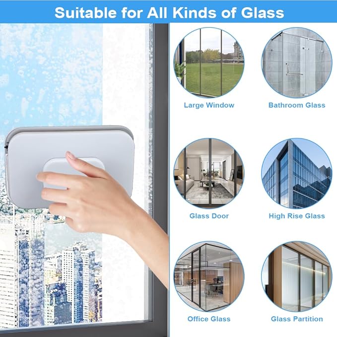 2025 New Magnetic Windshield Cleaner Tool Set, SEILETOO Car Window Cleaner Magnetic Tool, Double-Sided Window Cleaner Glass Wiper for High Rise Car Glazed