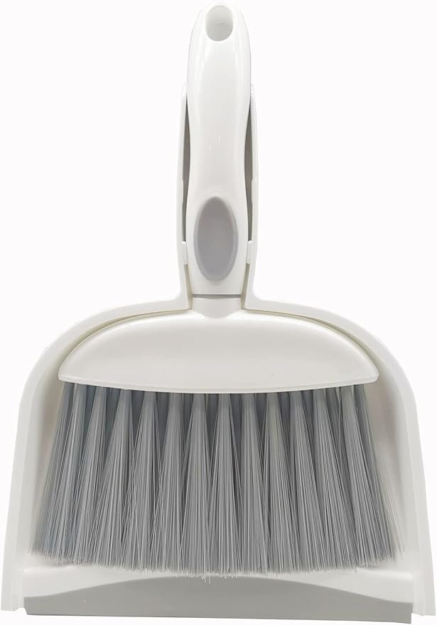 Mini Broom and Dustpan Set-Mini Whisk Set for Desk, Housekeeping, Office, Kitchen, Pet Nest, etc.,Daily Cleaning Necessity Plastic Mini Dustpan Set (Gray)