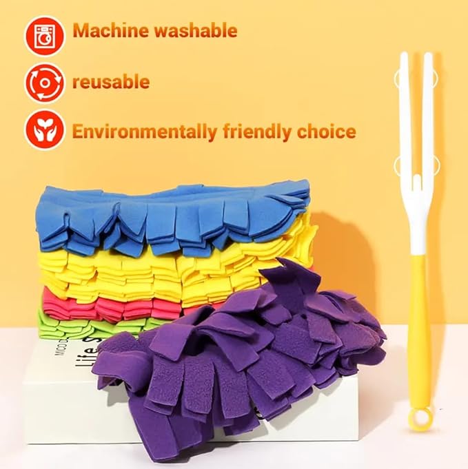 Reusable Duster Refill Compatible with Swiffer - 5 Pack 360° Electrostatic Duster Refills with Handle - Heavy Duty Dusters Refills for Dust, Hair, Furniture, Blinds & Ceiling Fans