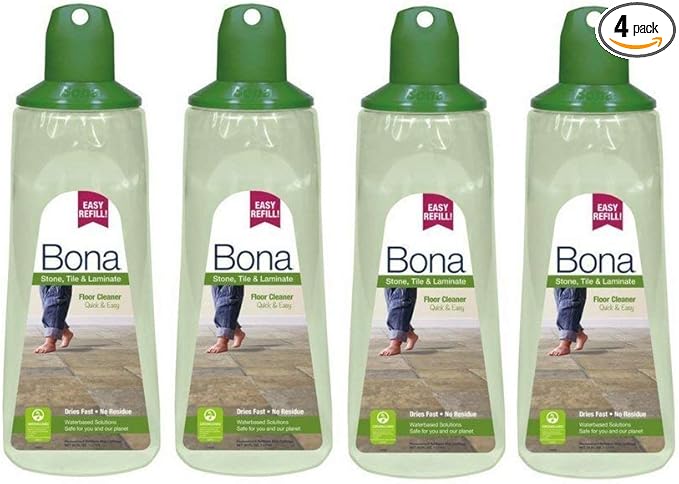 4 Pack of Bona Stone Tile & Laminate Floor Cleaner Refill Cartridge, 33 oz