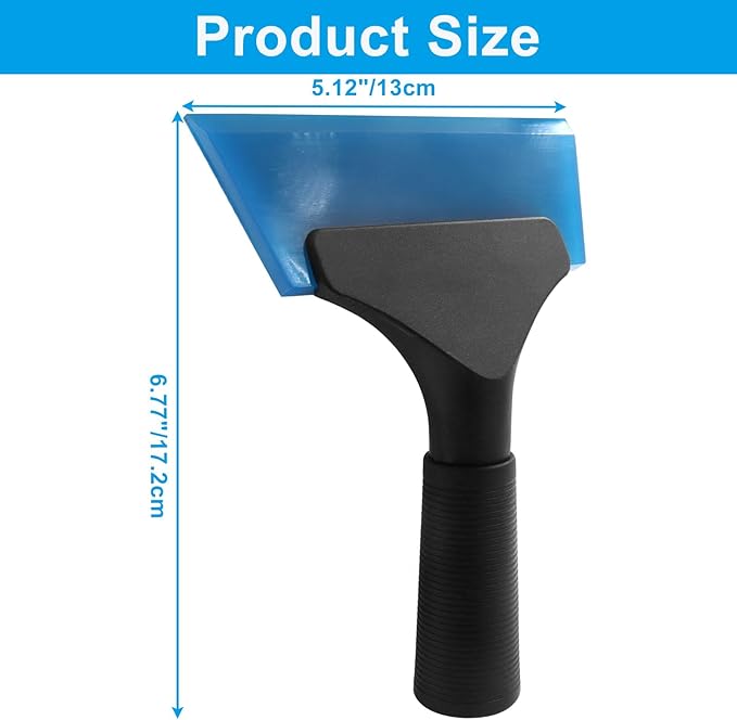Small Squeegee 5 inch Rubber Window Tint Windshield Scraper, Non-Slip Handle Glass Cleaner for Car Glass Mirror Shower Door/Bathroom Cleaning(Blue, 1 Pack)