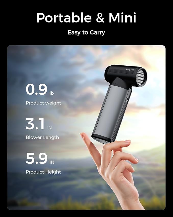 EG evoger Electric Air Duster,180000RPM Super Power Handheld Cordless Air Duster 6000mAh 3-Gear Adjustable Dust Blower for Computer, Keyboard,Outdoor, House, Car