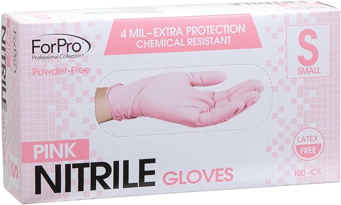 ForPro Disposable Nitrile Gloves, Chemical Resistant, Powder-Free, Latex-Free, Non-Sterile, Food Safe, 4 Mil