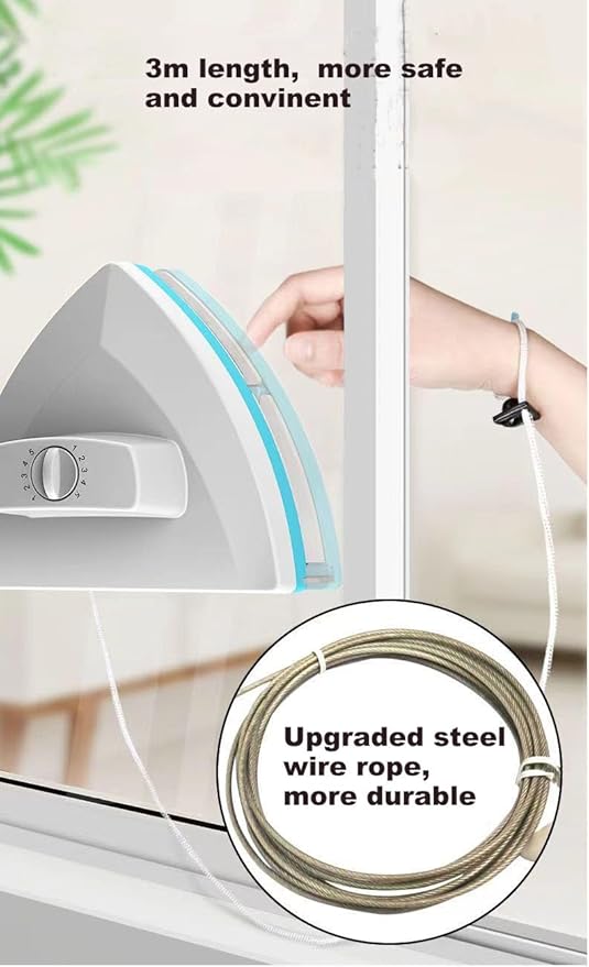 Double Sided Magnetic Window Cleaner, Outside Glass Wiper, 5-Gear Adjustable Outsider Glider Washing Brush Tool, for High-Rise Double Car Glazed Windows (0.3"-1.2")