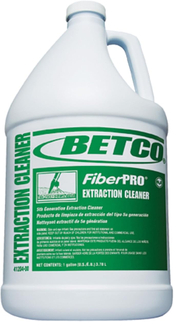 Betco FiberPRO Extraction Cleaner - For Carpet, Upholstery, Rug - Concentrate - Liquid - 128 fl oz (4 quart) - 9.5 to 10.5 pH - Pleasant Scent - Low Foaming, Stain Resistant - Green Bottle - 4 /