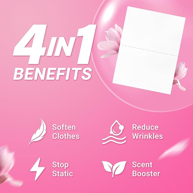 Soulink Fabric Softener Sheets for Washing Machine, No Plastic Jug Soap Strips, Alternative to Fabric Softener Liquid and Pods, Magnolia Scent, Up to 240 Loads