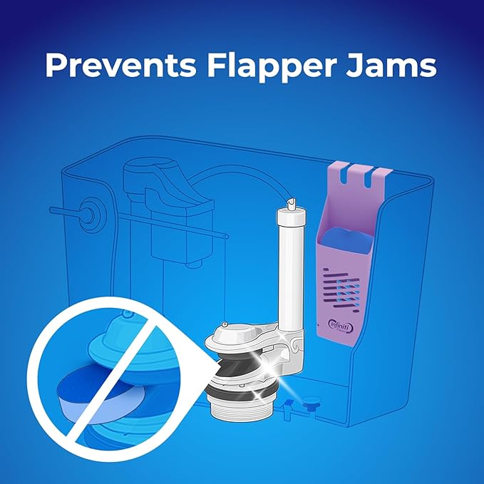 Toilet Tank Tablet Holder with 2 Blue Toilet Bowl Tablets, 8.97 x 3.22 x 2.25 Inch Tablet Holder - Prevents Flapper Jams & Residue, Extends Life of Drop-In Cleaner Tablets