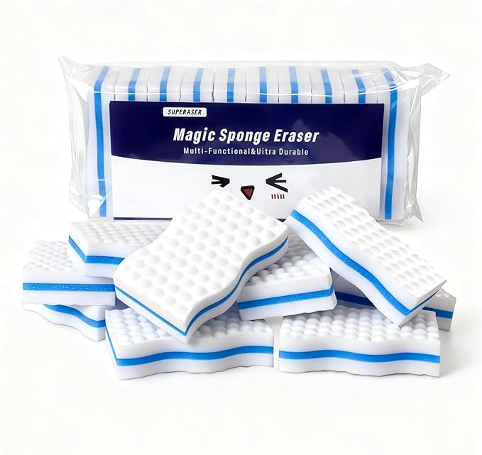 Magic Sponge Eraser,Tex-10 Scrub Melamine Sponges, Heavy Duty No Scratches (HD-PU-Durable 10-Pack)