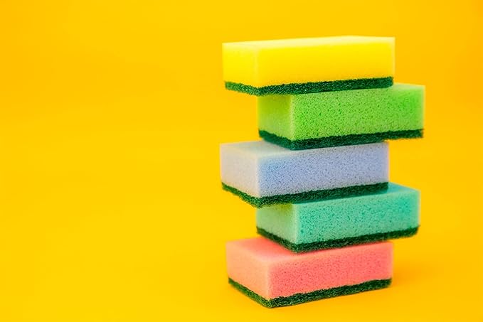 DecorRack 40 Pack Kitchen Sponges, Heavy Duty, Non-Scratch Cleaning Scrub Sponges for Dishes, Cleaning Household, Bathroom, Car Wash - Multicolor (Pack of 40)