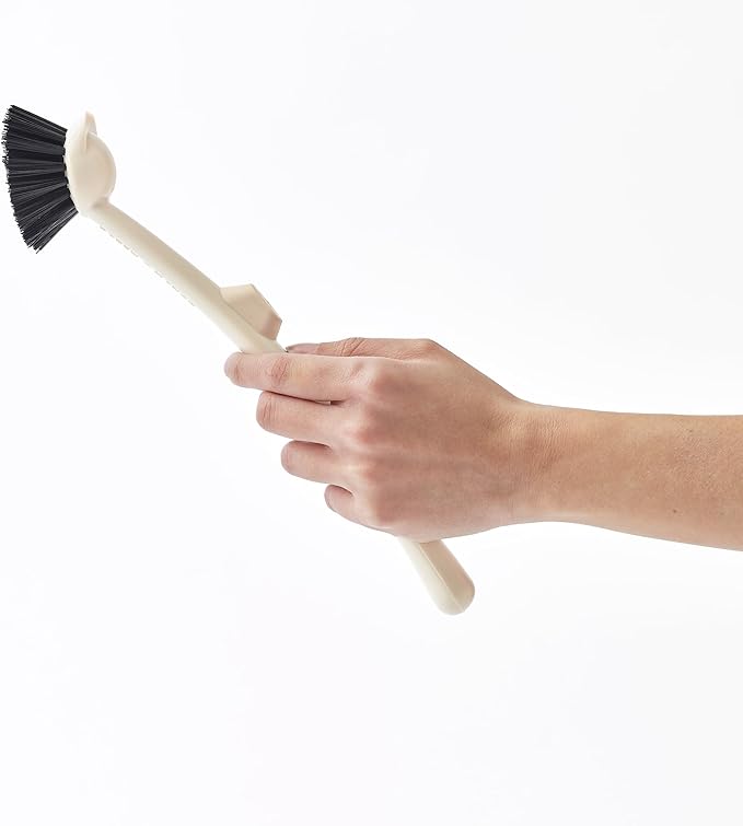 Earth & Mango Magnetic Dish Brush & Scraper, Snaps to Sink, Non-Scratch, Dishwasher Safe, Dish Scrubber – Warm Sand Beige
