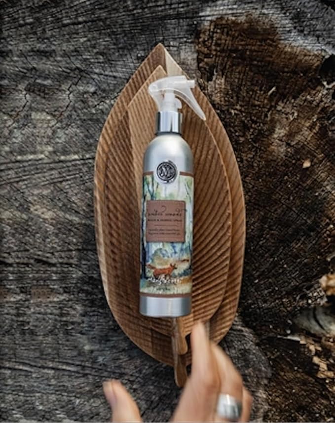 Mangiacotti Room Spritz Fabric Deodorizer Air Freshener Spray|Naturally Plant-Based with Essential Oils Room Fragrance, 8 Ounces, Amber Woods