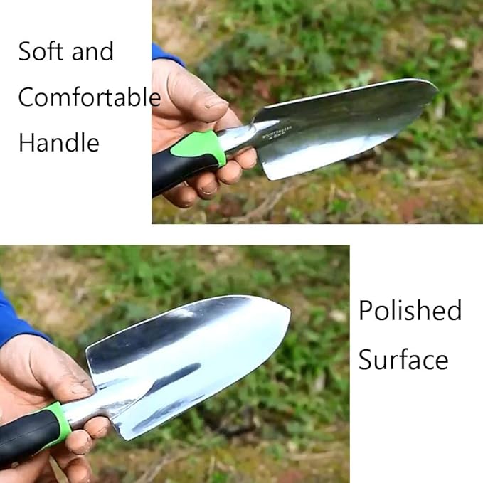 Garden Trowel & Hand Wide Shovel Pointed with Soft Rubberized Non-Slip Ergonomic Handle for Planting, Transplanting, Weeding, Moving and Smoothing Soil - Gardening Gift (Style 1)