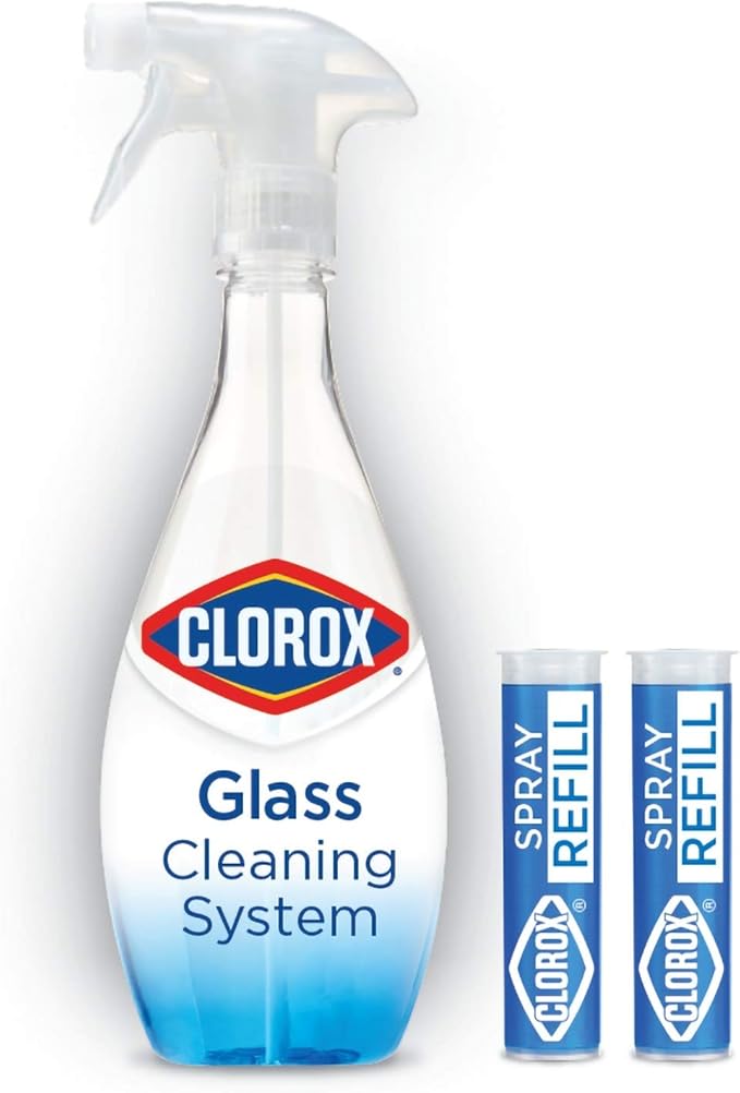Clorox Clorox Glass Cleaning System, 1 Reusable Bottle 2 Refills (Packaging May Vary), 0.66 Fl Ounce