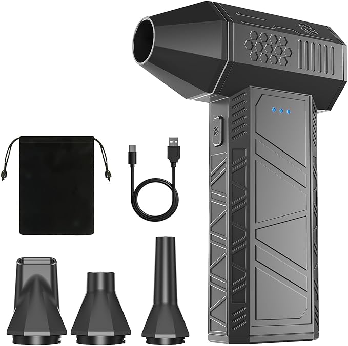 YOTON Compressed Air Duster 110,000 RPM, Cordless Electric Air Duster Replaces Canned Air Spray, Rechargeable 3-Gear Keyboard Cleaner, Air Blower for Computer, Laptop, Camera, Car & Outdoor