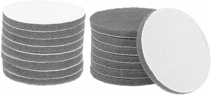 HARFINGTON 16pcs Scrubber Scouring Pads 800 Grits 5 Inch Drill Power Brush Hoop and Loop Surface Conditioning Disc Drill Scuffing Disc Scrub Pads for Home Kitchen Cleaning, Gray