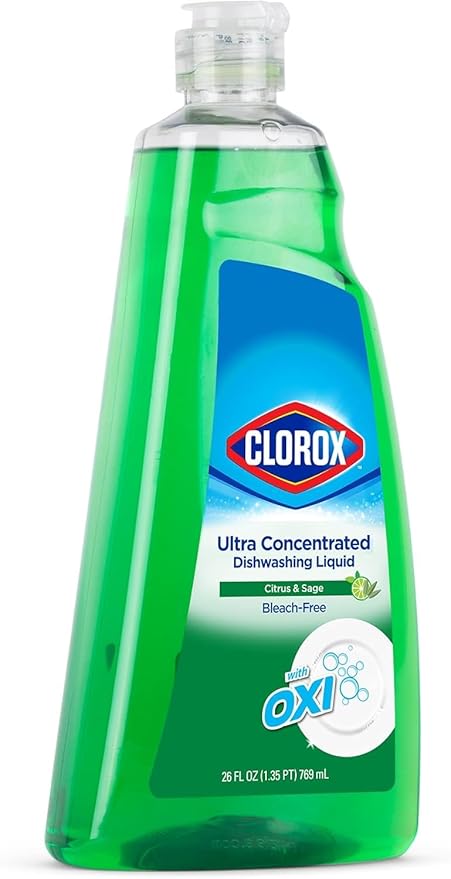 Clorox Ultra Concentrated Liquid Dish Soap with OXI, Citrus & Sage Scent - Dishwashing Detergent, Bleach-Free Formula Powers Through Grease, 26 Fl Oz - 2 Pack