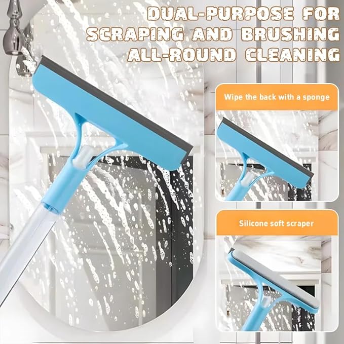 3 in 1 Window Cleaning Scraper,Window Squeegee with Sprayer for Glass,for Car, Kitchen Flooring and Tiles, etc. (White)