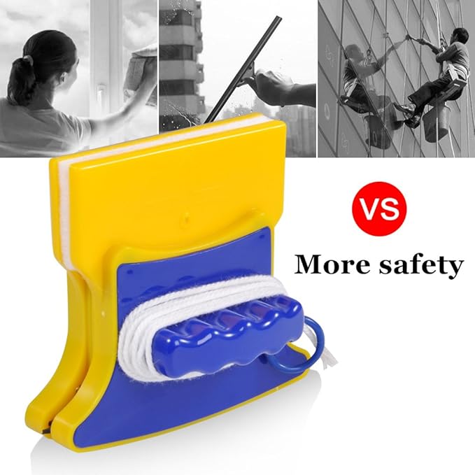 Shape Double‑Side Magnetic Glass Cleaner Wiper with 2 Cotton for Window