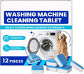 Eco-Friendly Washing Machine Cleaner, 12 Pack Washing Machine Deep Cleaner Tablets, Remove Stubborn Pet Hair, Septic Safe, Compatible with HE, Top & Front Load Washers (1PCS)