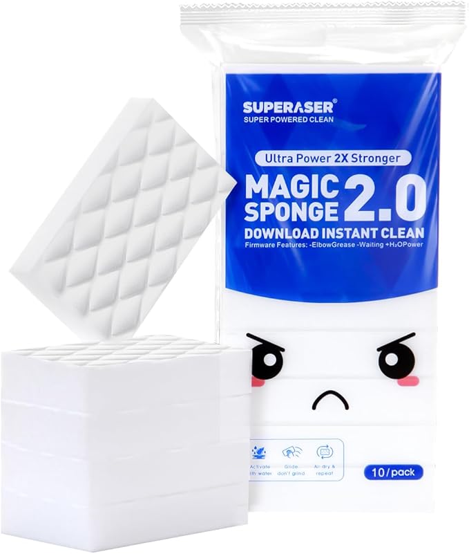 Magic Sponge Eraser,Tex-10 Scrub Melamine Sponges, Heavy Duty No Scratches (HD-Weave 10-Pack)