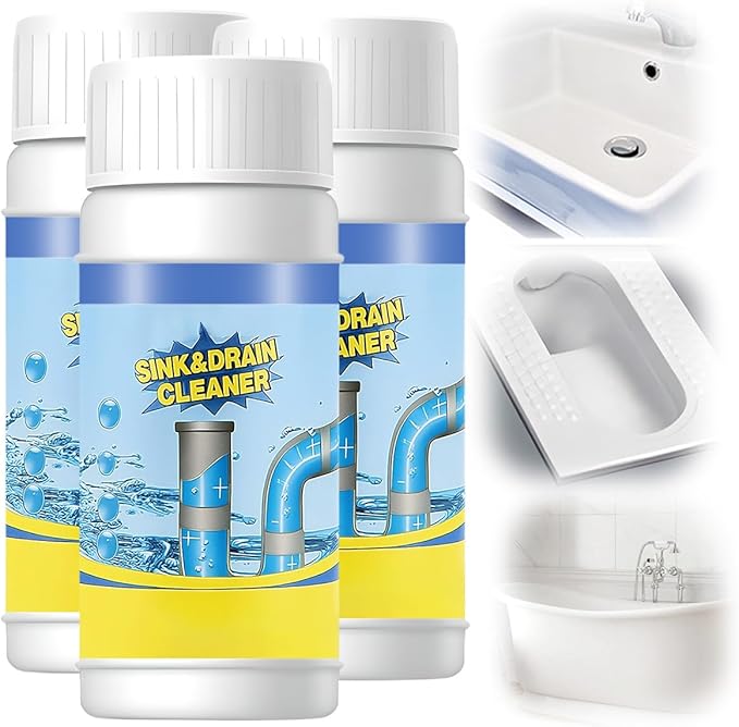 2026 New Sink Drain Cleaner, Multi-functional Sink and Drain Cleaner Powder Cleaning, Drains Cleaner Foam Cleaner, Powerful Pipe Dredging Agent for Kitchen Toilet (3Pcs)