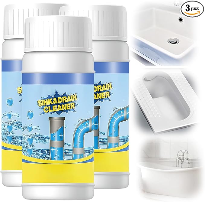 2026 Upgraded Sink and Drain Cleaner, Pipeline Dredging Agent, Sink and Drain Cleaner Powder, Multi-functional Fast-Acting Pipe Dredging Agent for Kitchen and Toilet Pipeline (3 PCS)