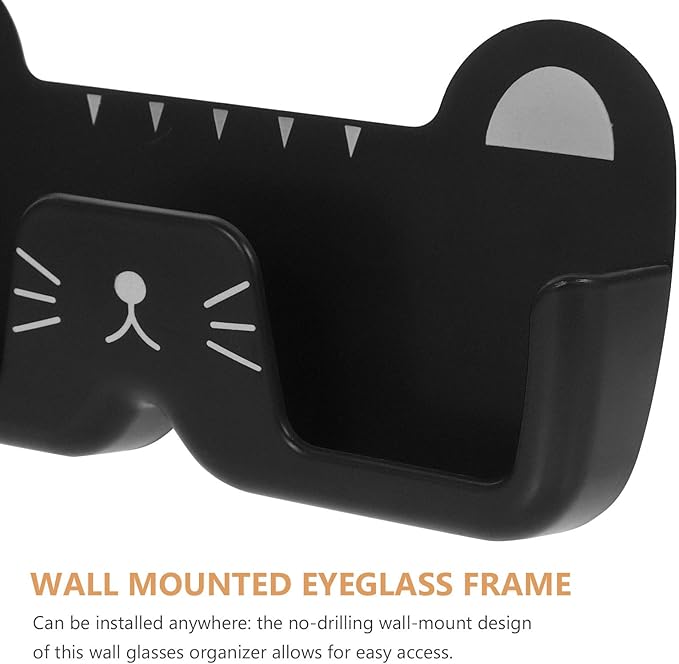 Wall Mount Glasses Holder Plastic Eyeglasses Case Sunglasses Storage Box Black Wall-Mounted Eyewear Organizer for Bedroom Bathroom Bedside Use
