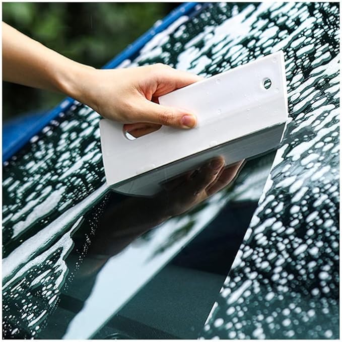 2PCS,White Silicone Squeegee with Hanging Hole, Water Blade for Cleaning Kitchen Countertops Sink, Bathroom Shower Mirrors Glass, Car Windows Wiper Scraper, Flexible Waterblade Cleaner Tool