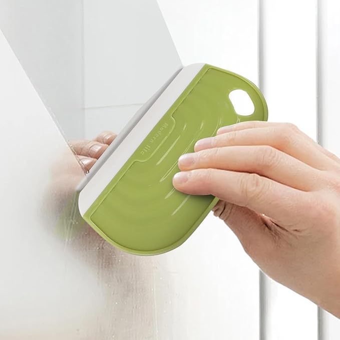 2 PCS Small Handhold Squeegee for Household, Mini Size Silicon Cleaning Scraper with Hanging Design, Water Wiper Scraper for Cleaning Glass Mirror Bathroom Kitchen Countertop (2 pcs, Green)
