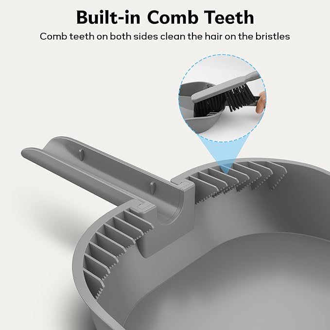 SetSail Small Dustpan and Brush Set, Nesting Snap-On Handheld Broom and Dust Pan with Teeth Portable Broom and Dustpan Set Suitable for Desktop, Pets Care, Sofa, Camping, Grey