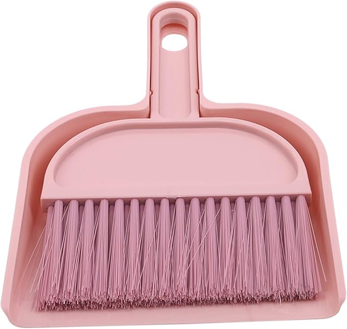Plastic Mini Broom and Dustpan,Mini Cleaning Brush with Dustpan Set Desktop Cleaning Accessories,Pink with Set,Plastic Broom