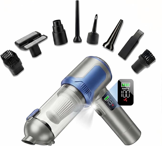 Handheld Car Vacuum Cleaner, 20000Pa High-Power Cordless Vacuum with 6000mAh Battery, LED Light, Washable HEPA Filter, Large Dust Cup, Lightweight Mini Vacuum for Car/Home/Pet Hair
